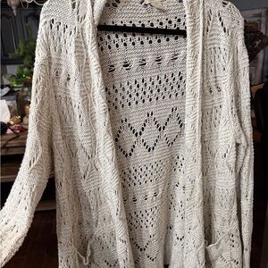 Lucky Brand Cream Open-Knit Cardigan